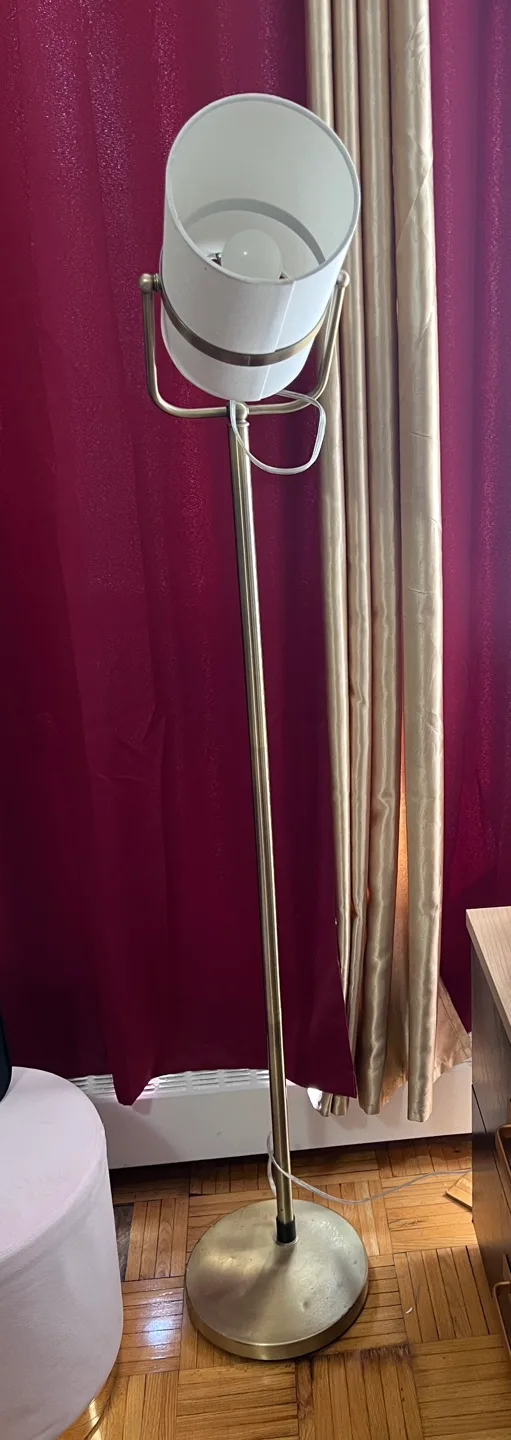 Brass Floor Lamp with White Shade thumbnail