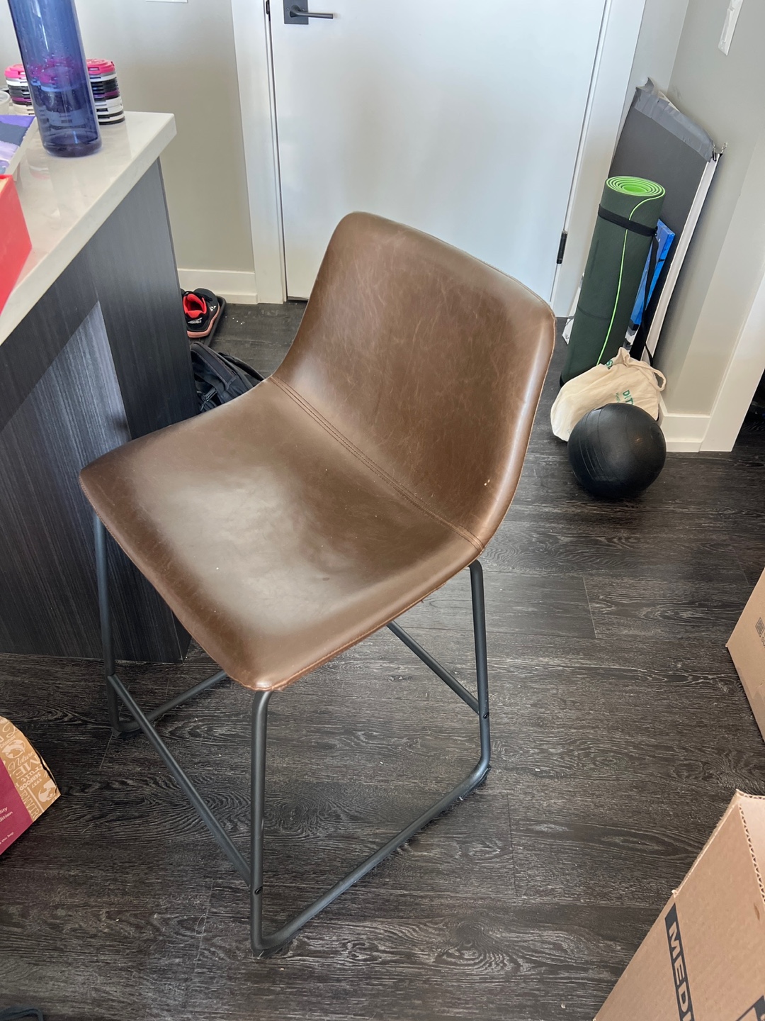 Counter Stool - Brown Faux Leather - photo 4