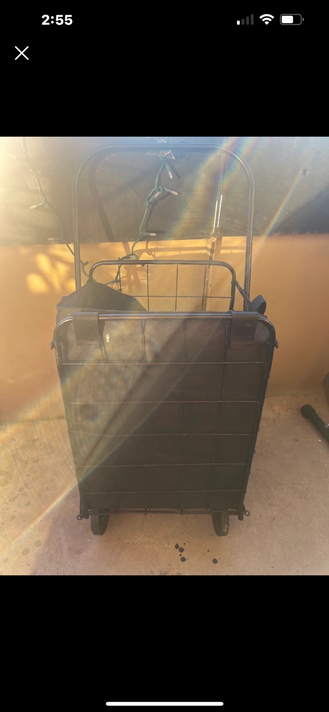 Black Metal Rolling Cart with Fabric Liner