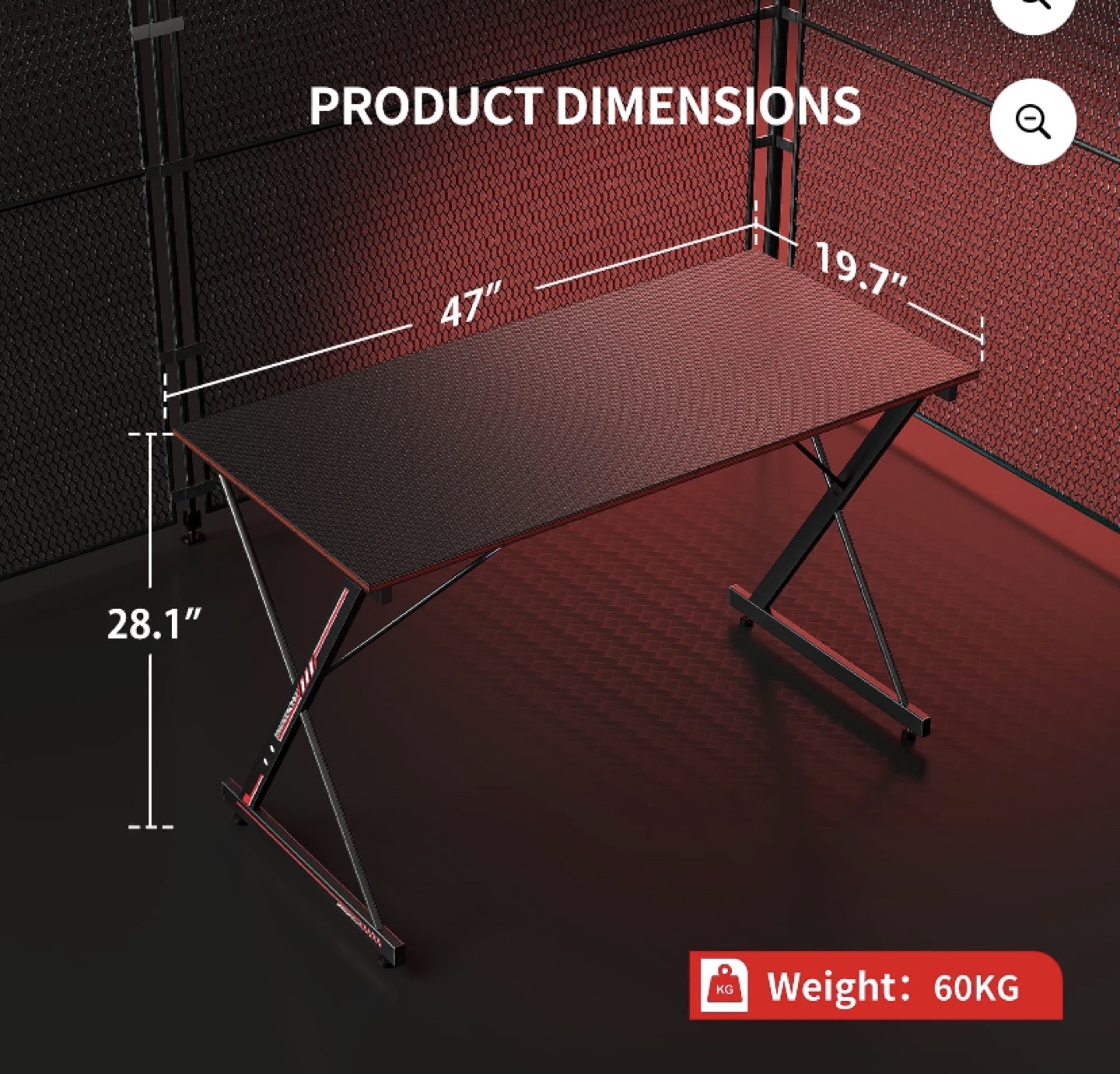 47" Gaming Desk - Black and Red