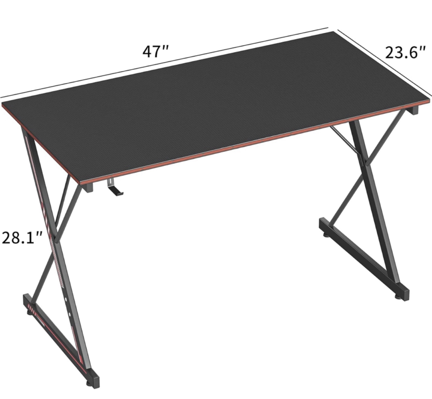 47" Gaming Desk - Black and Red - photo 2