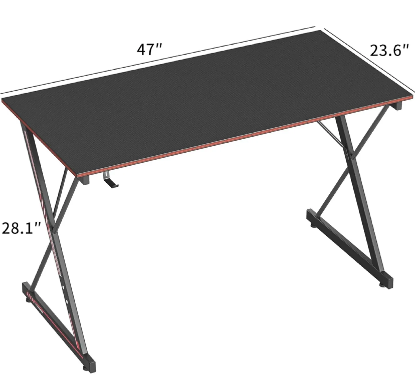 47" Gaming Desk - Black and Red image indicator(2)