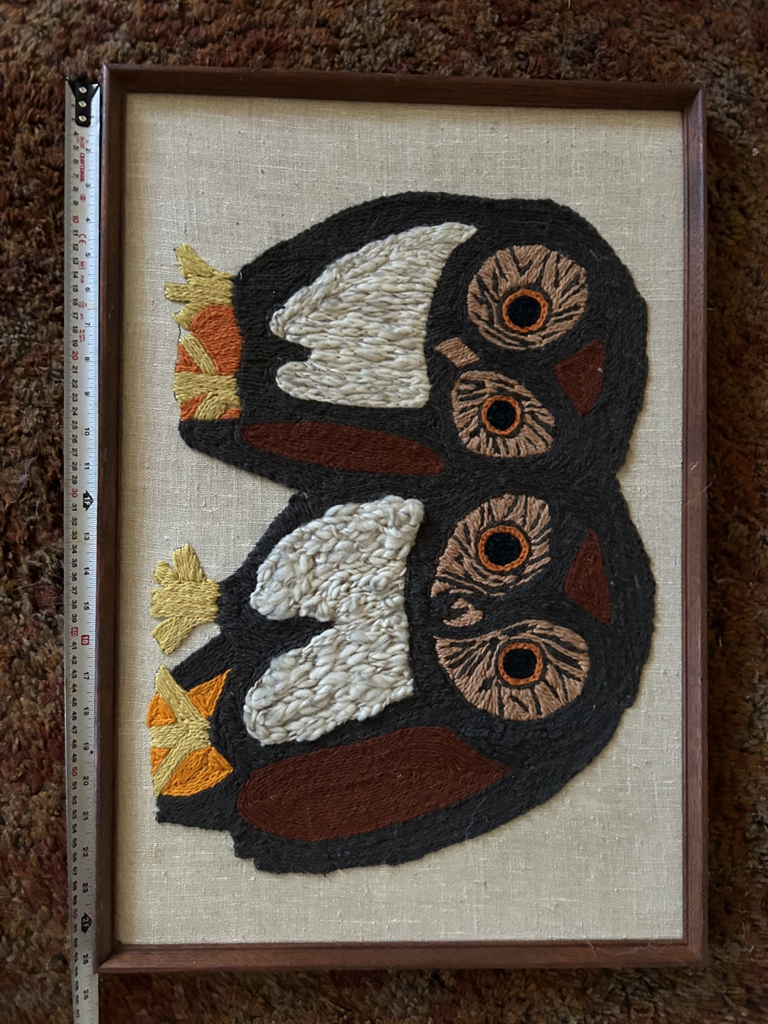 Needle point owls framed