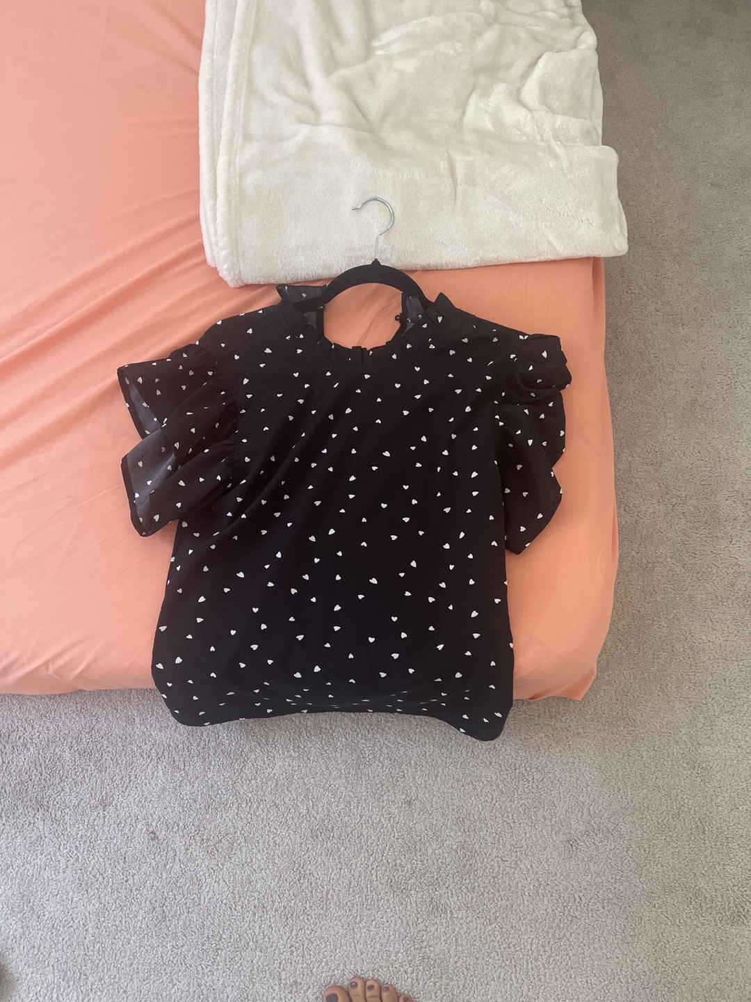 Black and White Heart Print Blouse