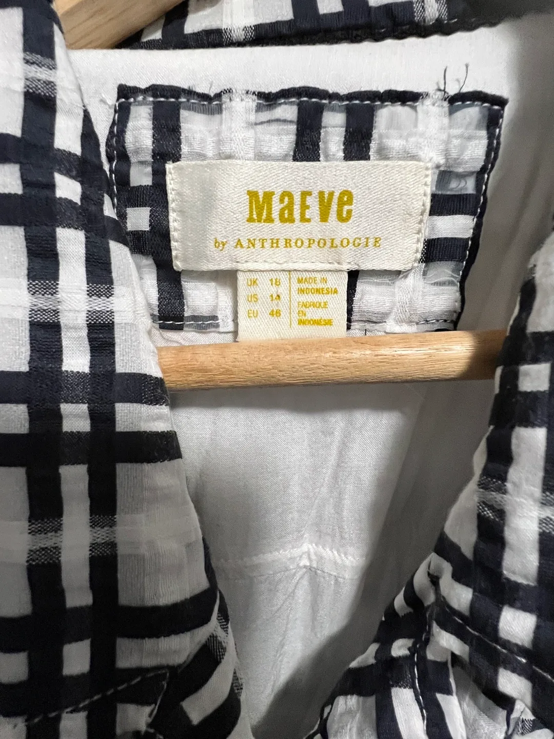 Maeve by Anthropologie Black and White Gingham Dress Size 12 image indicator(2)