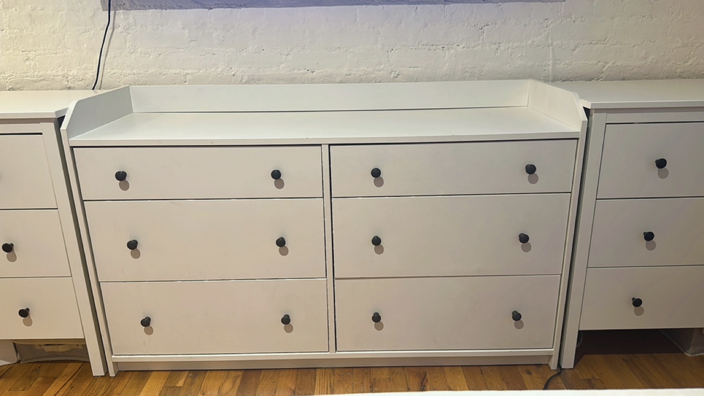 White Double Dresser with 6 drawers