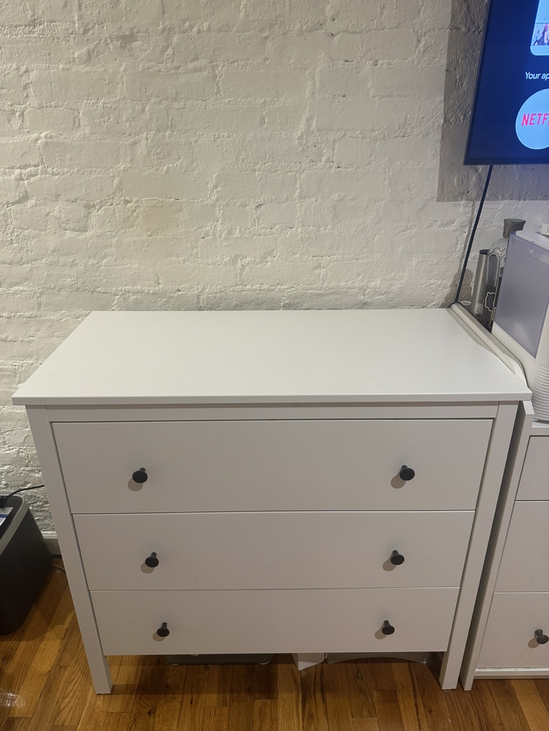 White 3-Drawer Dresser, - photo 2