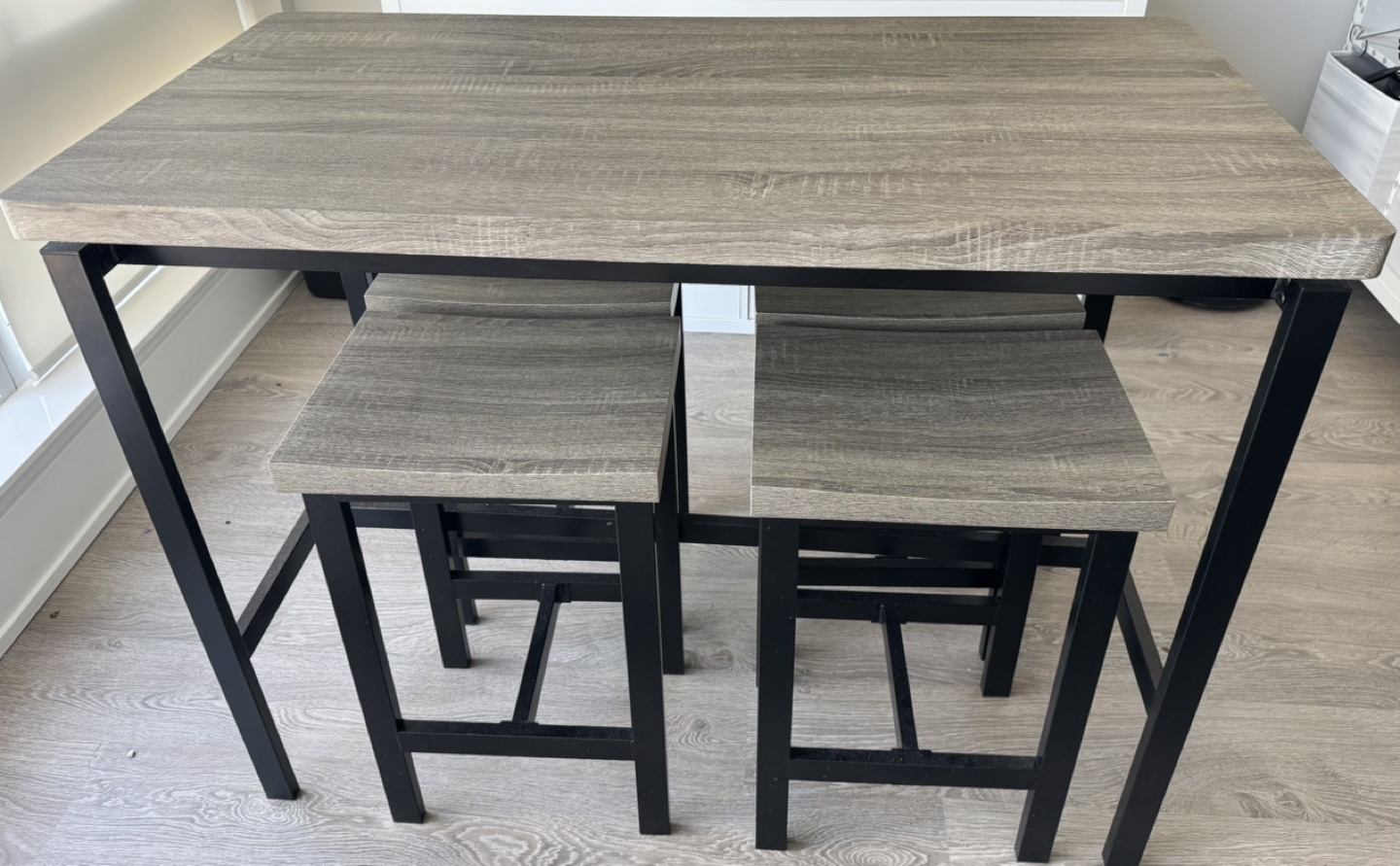 Modern High-Top Dining Table & 4 Stools Set