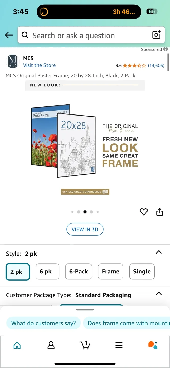 MCS Poster Frame, 20x28, Black, 2 Pack image indicator(7)