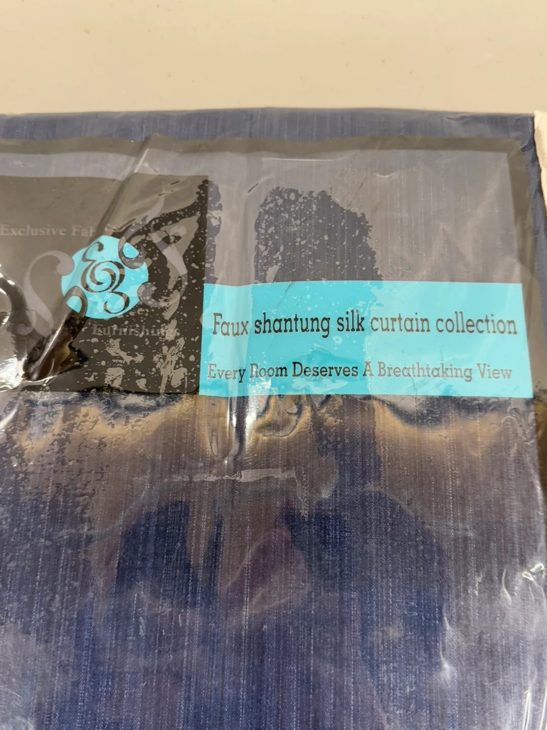 Faux Shantung silk curtain navy blue image indicator(5)