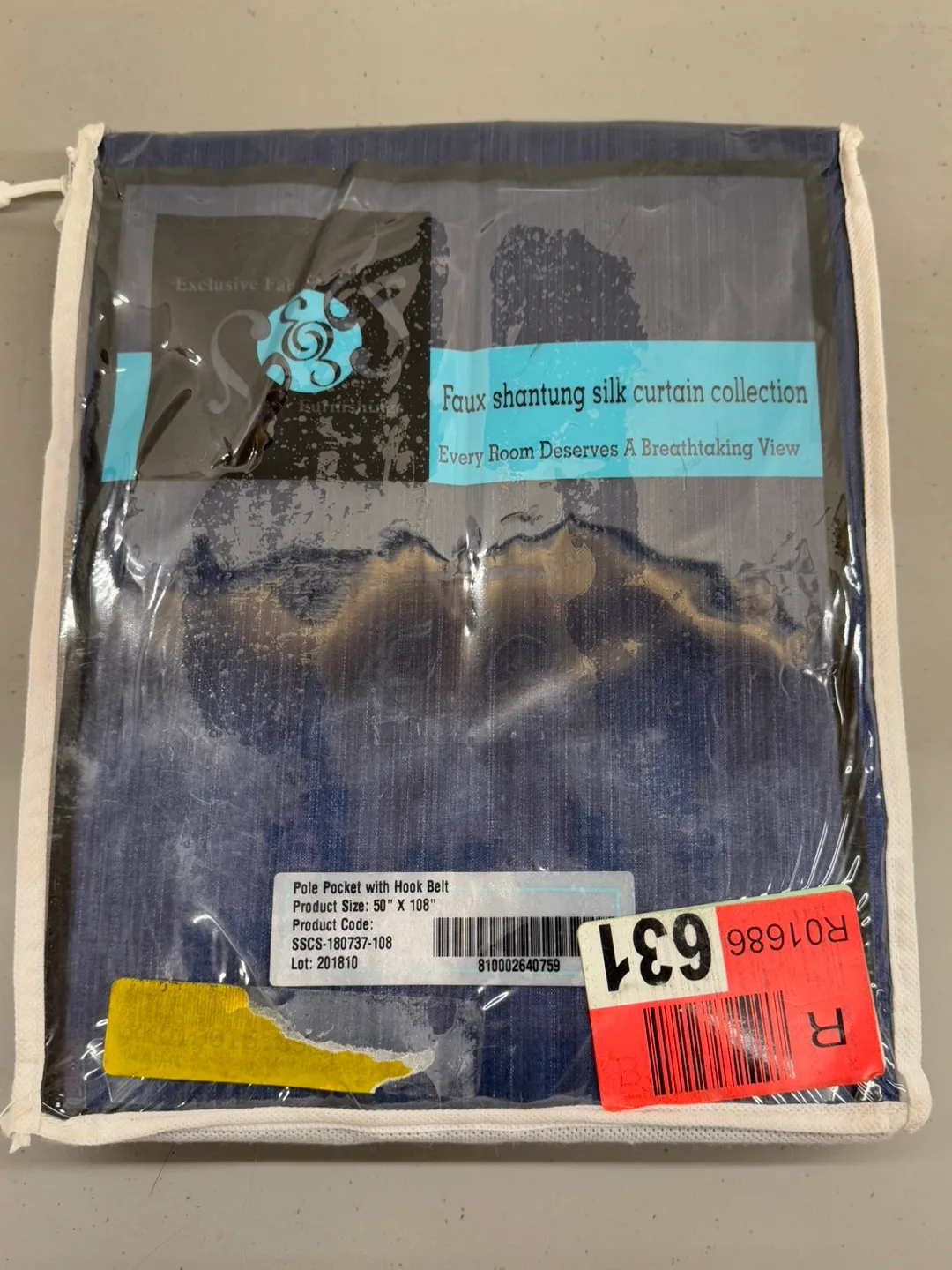 Faux Shantung silk curtain navy blue image indicator(3)