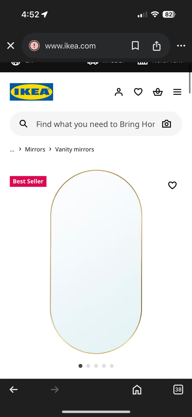 IKEA Gold Oval Vanity Mirror - photo 2