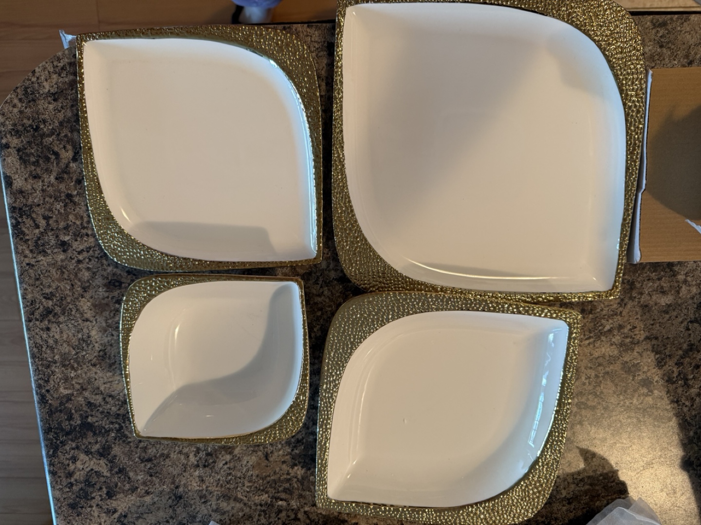 Elegant Gold and White Serving Platter Set