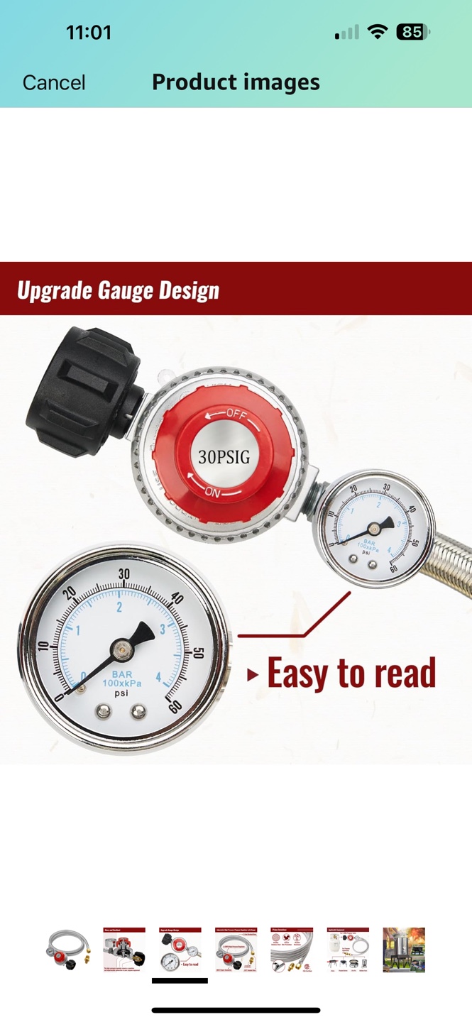 CALPOSE 5FT High Pressure Propane Regulator with Gauge - photo 3