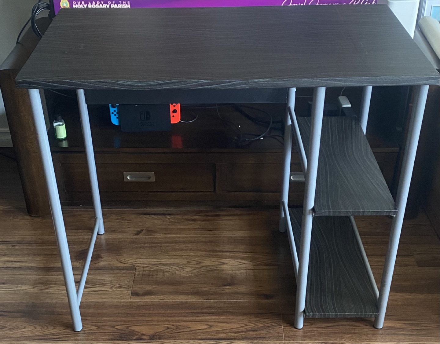 Small Computer Desk with Side Shelves