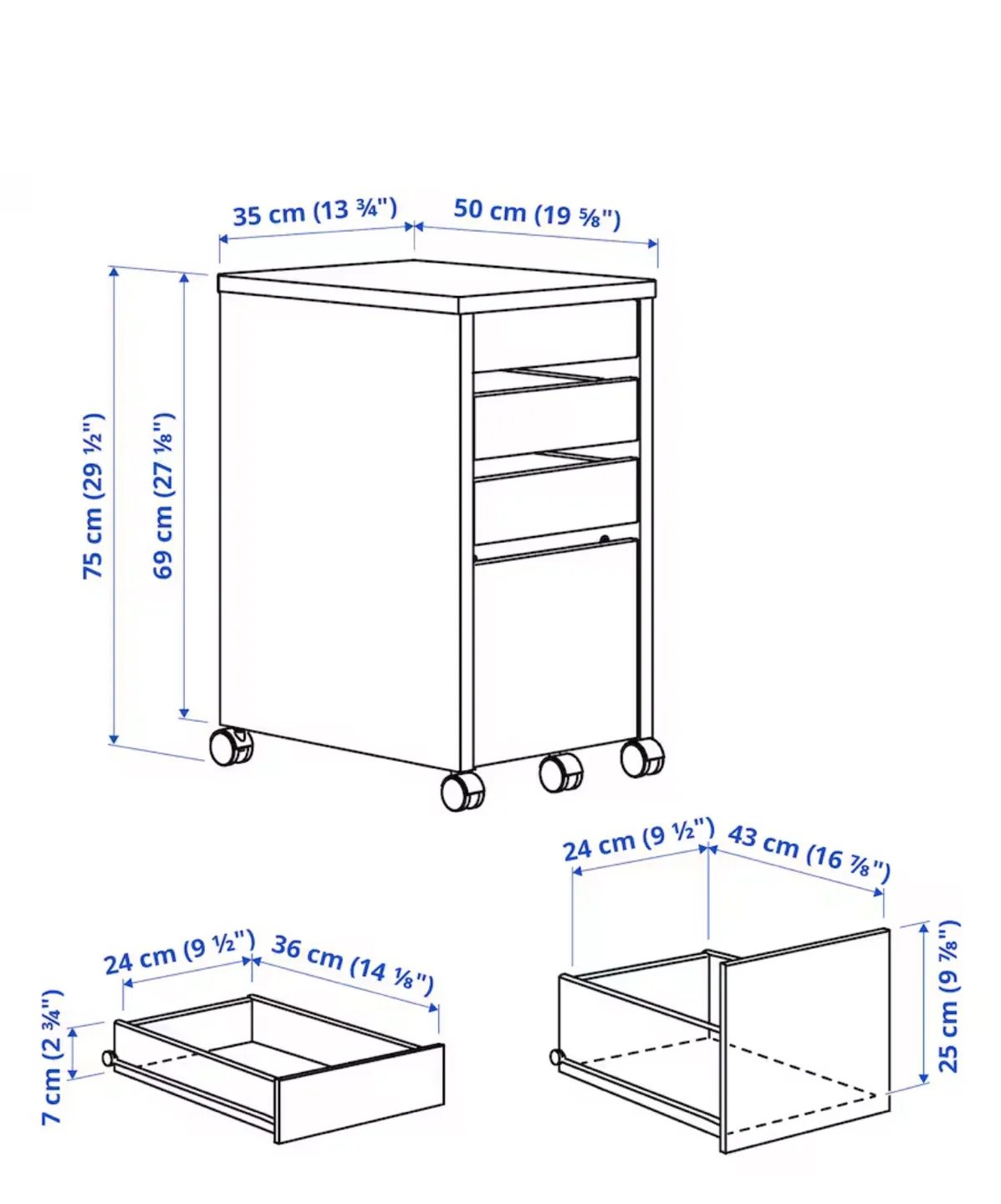 IKEA 4 drawer Black-Brown micke file storage cabinet image indicator(9)