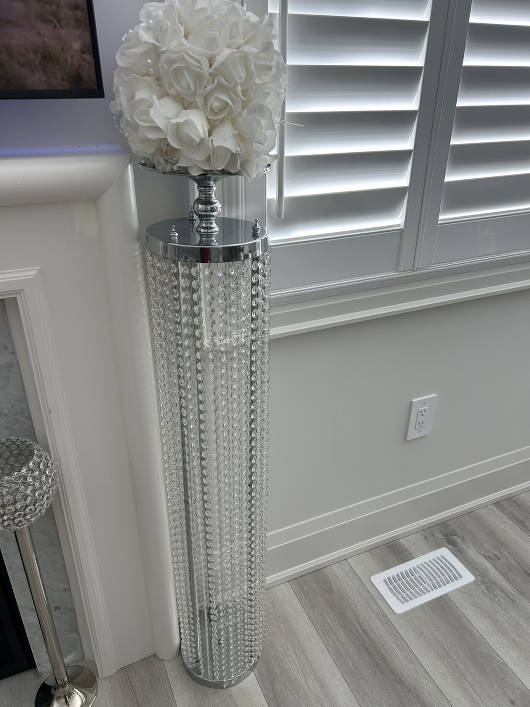2 Crystal Beaded Floor Candle Holder