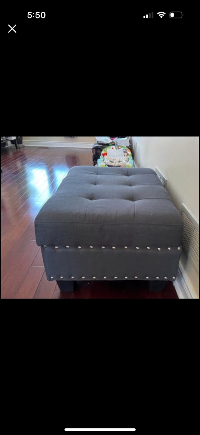 Dark Grey Storage Ottoman - photo 2