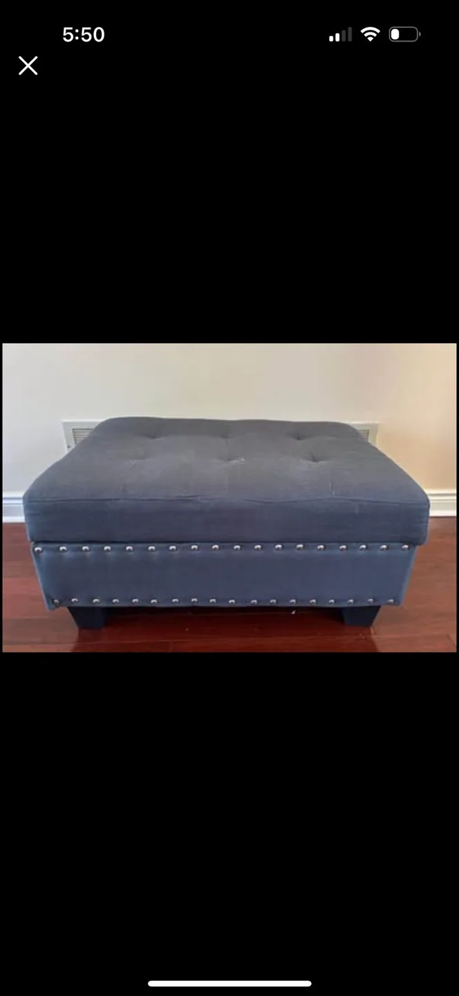Dark Grey Storage Ottoman thumbnail