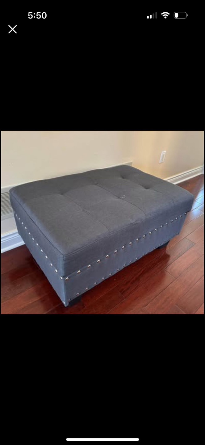 Dark Grey Storage Ottoman - photo 3