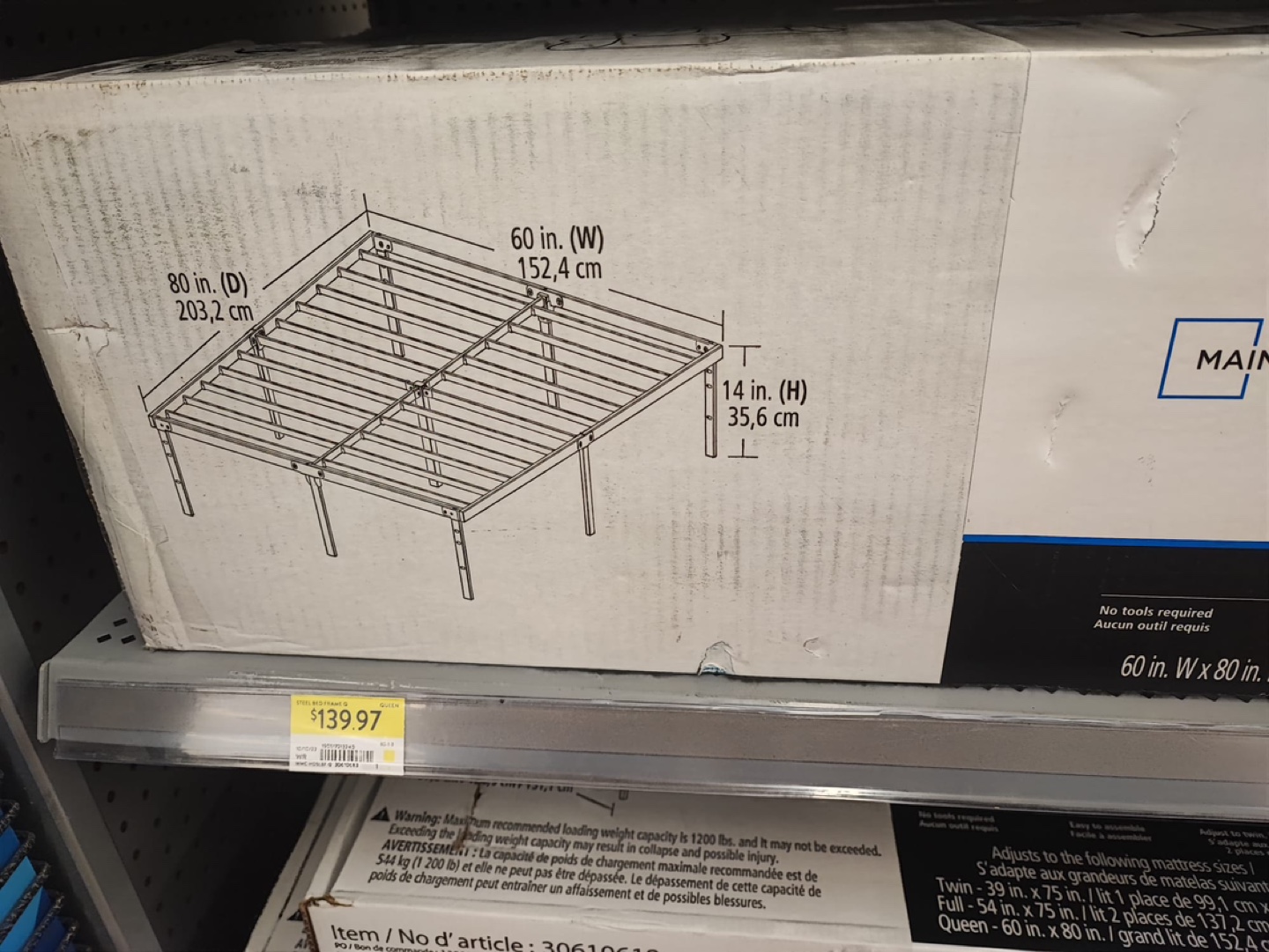 Metal Bed Frame - Queen Size