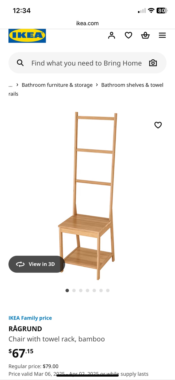 Ikea Rågrund Bamboo Towel Ladder with Shelf and Seat - photo 3
