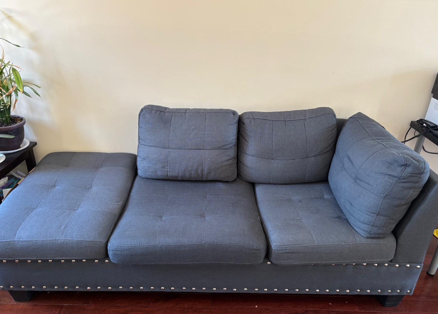 2 Unit Dark Grey Fabric Chaise Lounge