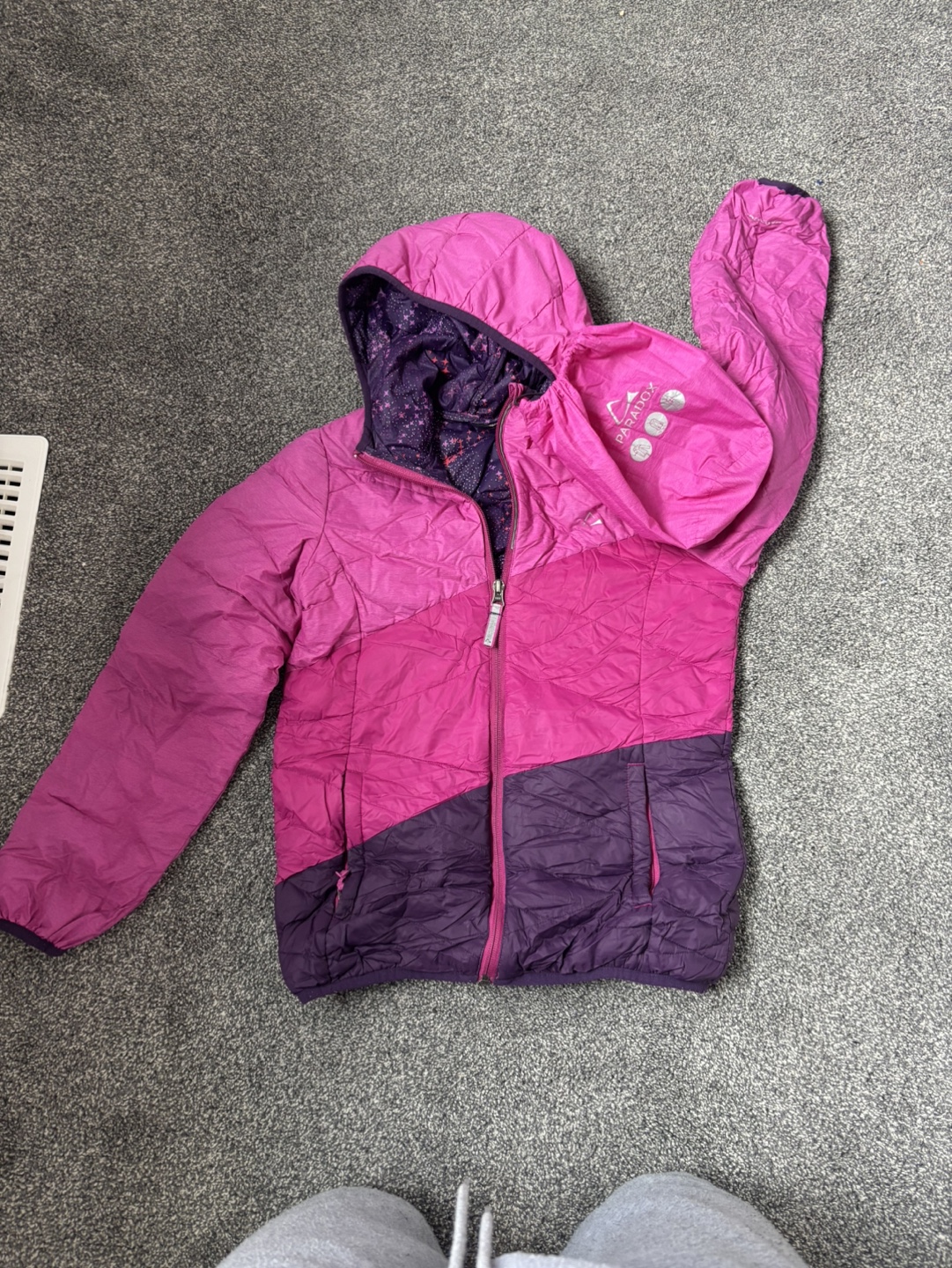 Paradox Girls' Pink and Purple Packable Puffer Jacket