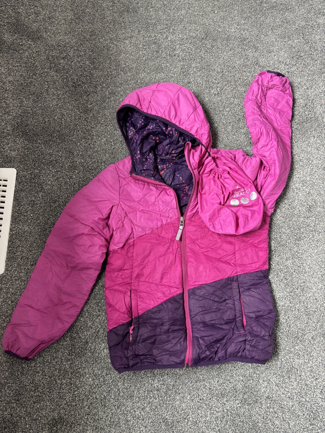 Paradox Girls' Pink and Purple Packable Puffer Jacket - photo 2