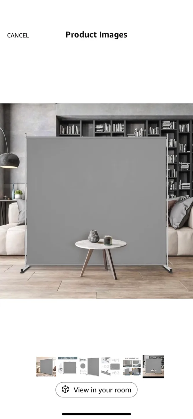 Grey one large panel Room Divider thumbnail