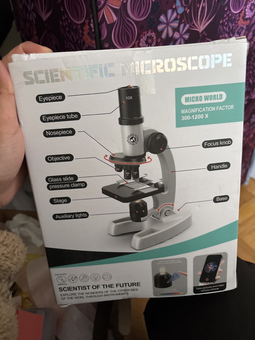 Scientific Microscope 300-1200x Magnification