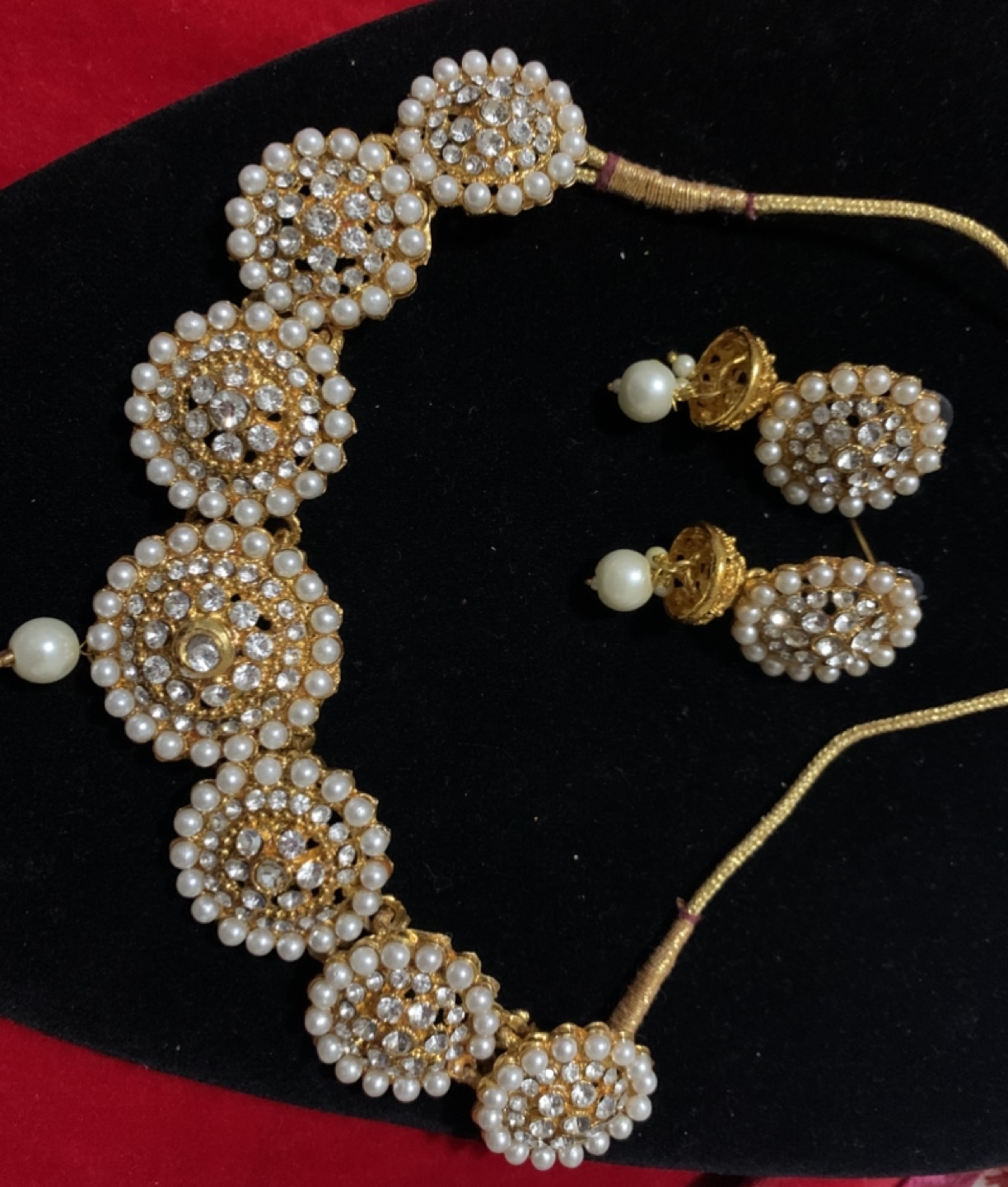 Gorgeous Pearl and Crystal Choker Necklace Set - photo 3