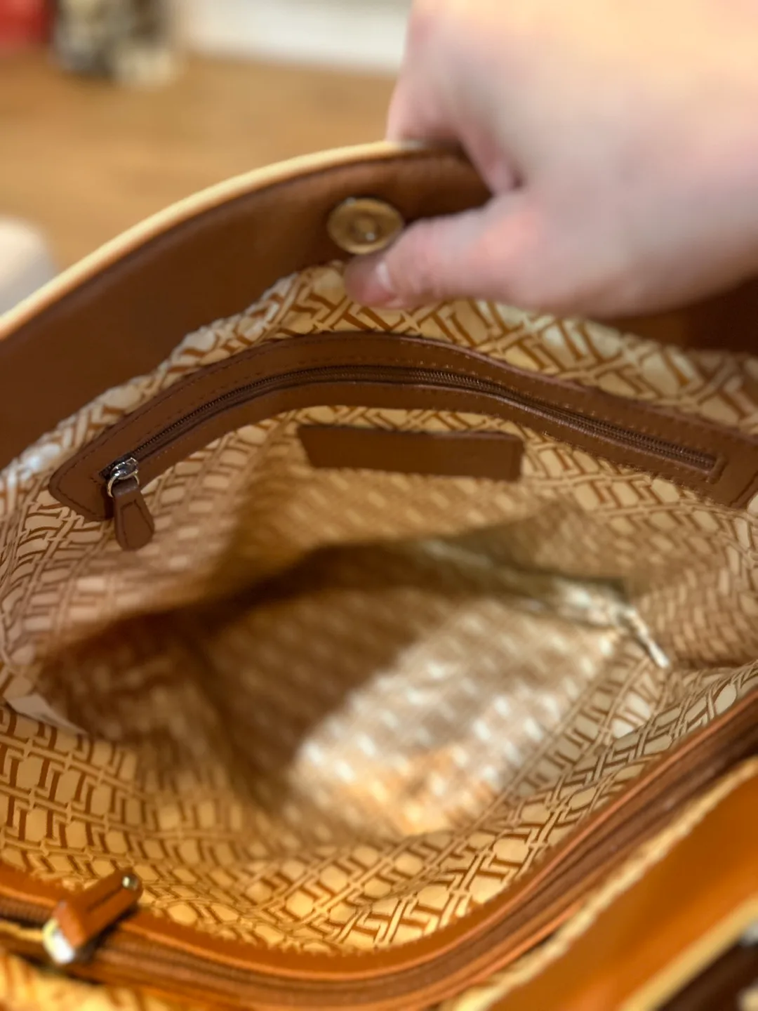 Tignanello Hobo Bag Two-toned Leather Tote Bag image indicator(4)