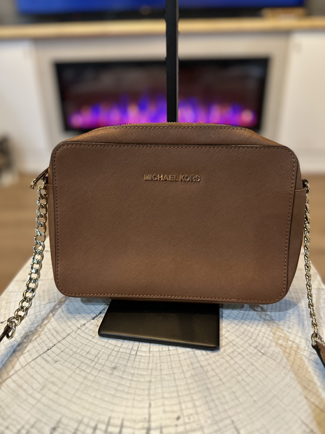 Authentic Michael Kors Brown Leather Crossbody Bag