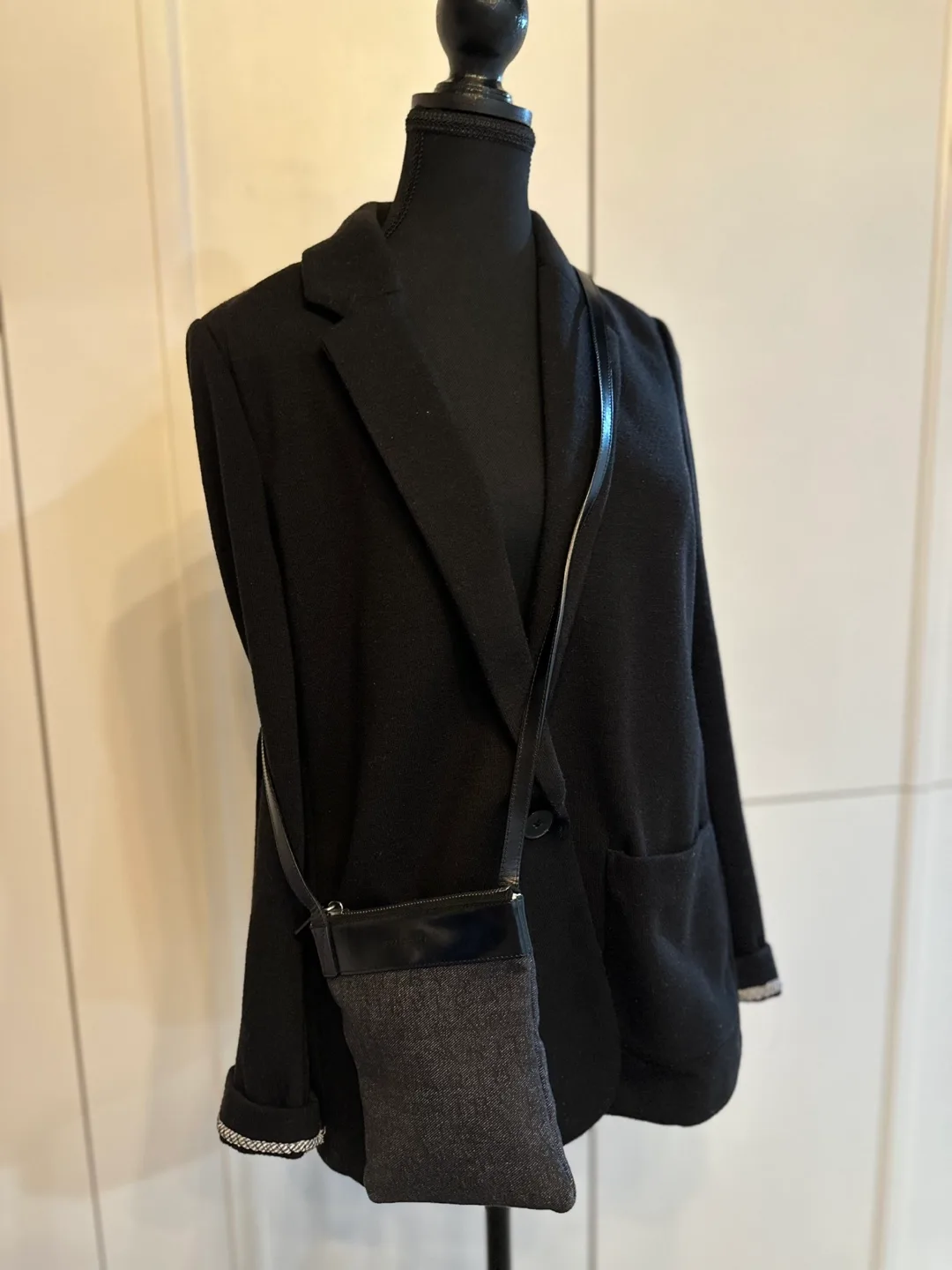 Authentic BVLGARI Black Leather and Denim Crossbody Bag image indicator(5)