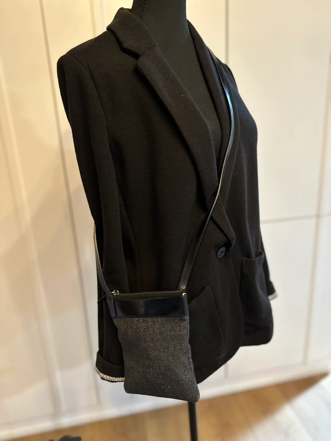 Authentic BVLGARI Black Leather and Denim Crossbody Bag image indicator(4)