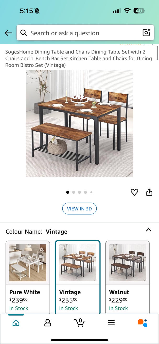 SogesHome 3-Piece Dining Set - Vintage Walnut - photo 4