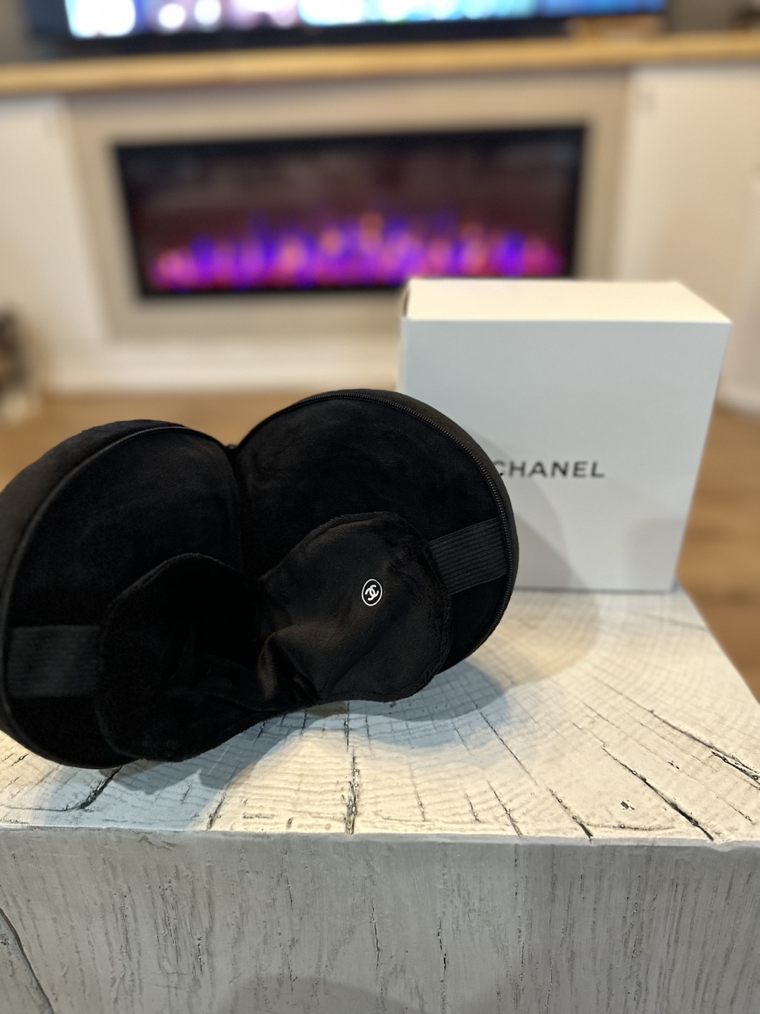 Chanel Black Velvet Sleep Mask with Case