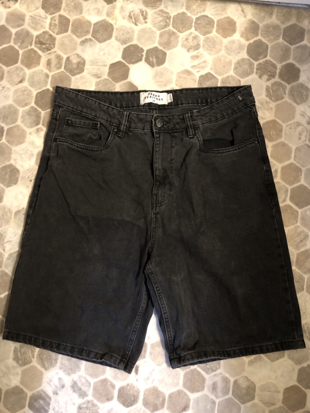 Urban Heritage Men's Black Denim Shorts - Size 34