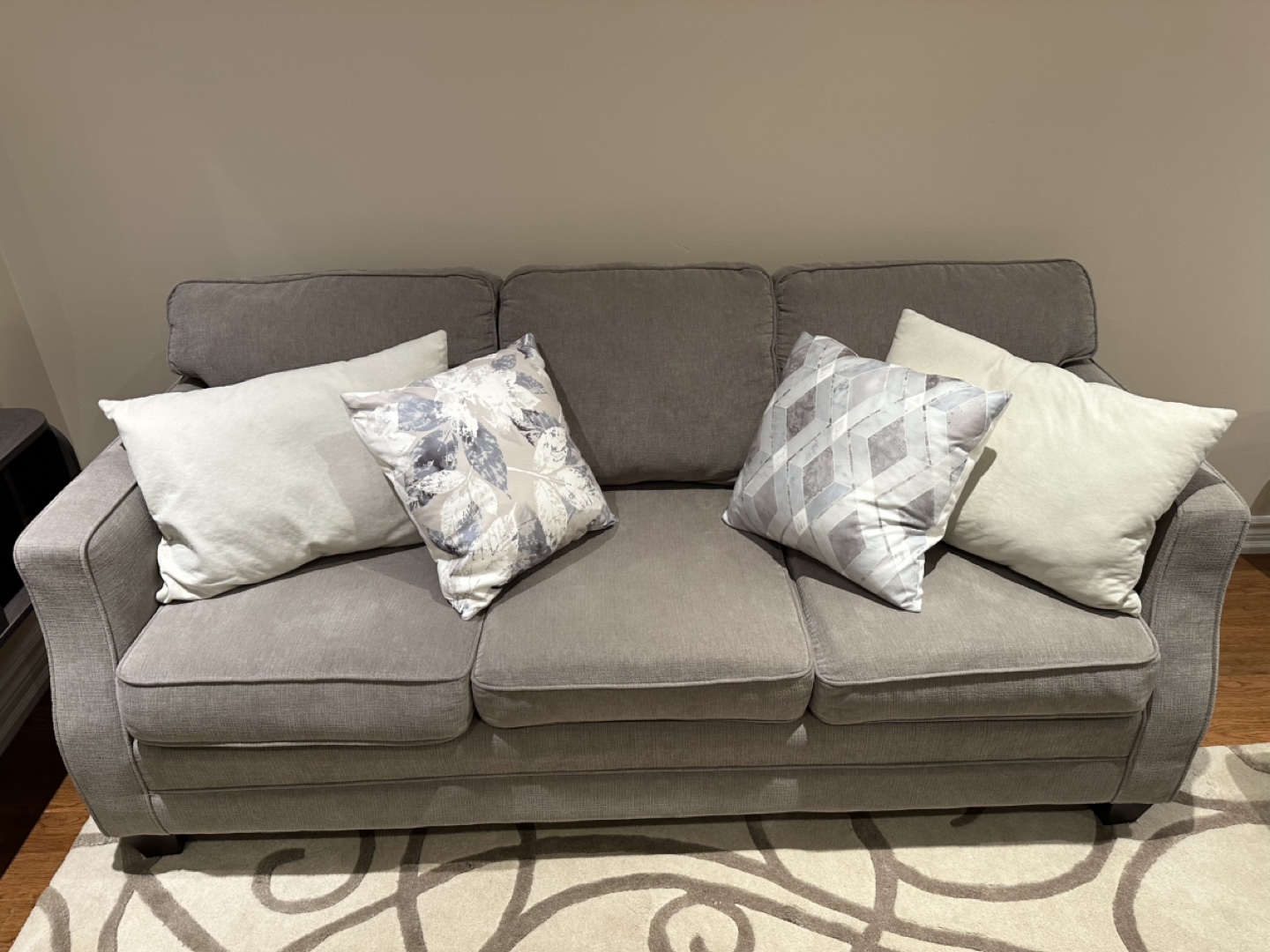 Grey Fabric Three Seater Sofa