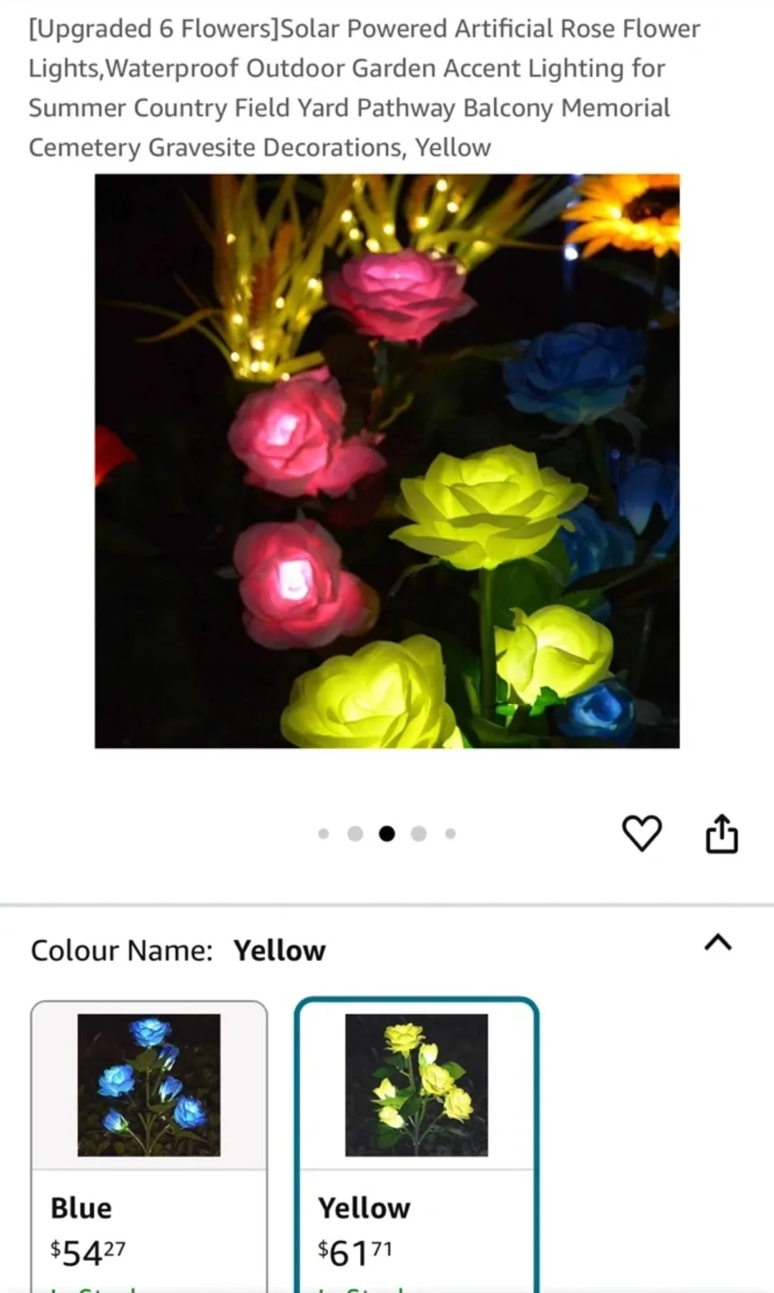 Solar Powered Artificial Rose Flowers - Garden Decor image indicator(2)