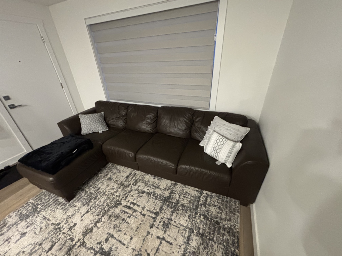 Brown 4 Seater Leather Sectional Sofa - photo 2