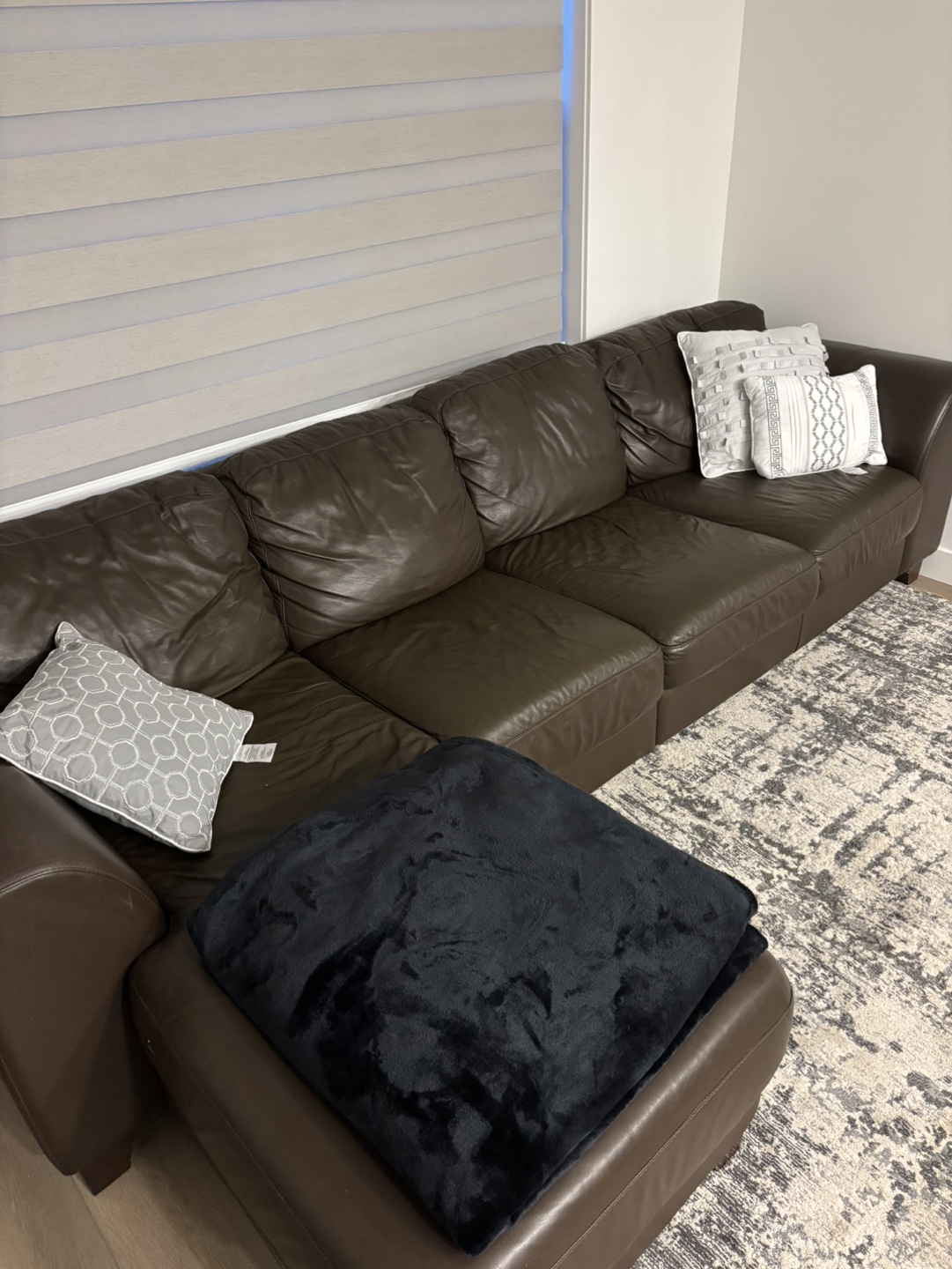 Brown 4 Seater Leather Sectional Sofa