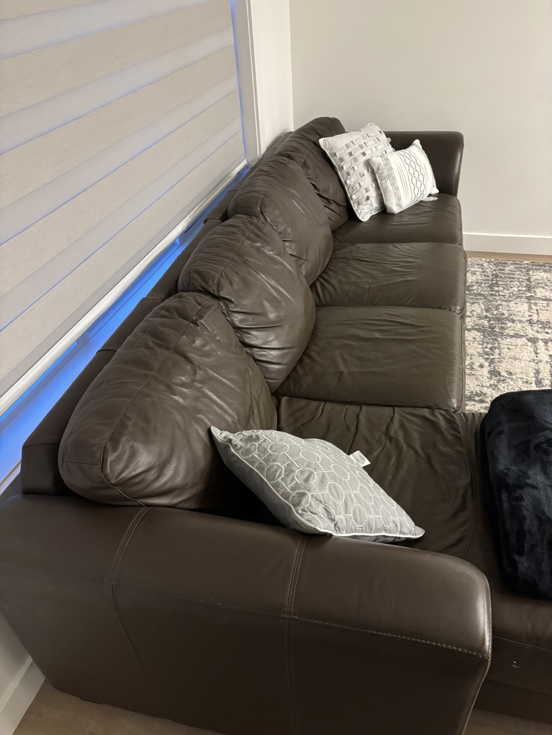 Brown 4 Seater Leather Sectional Sofa - photo 3