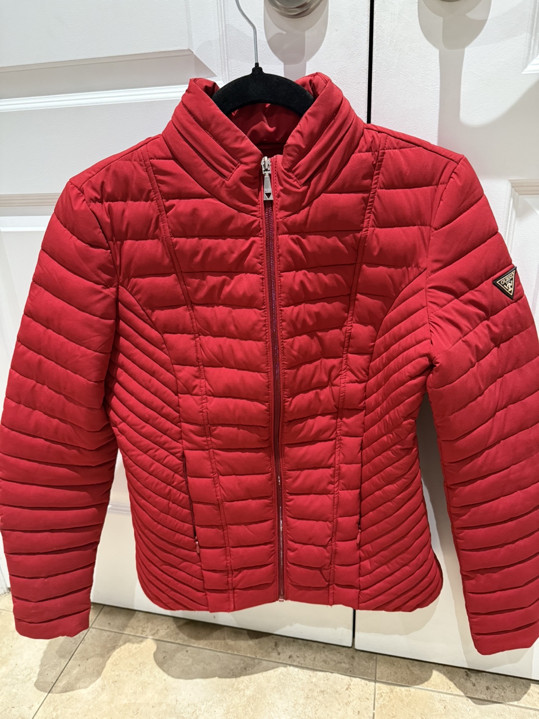 Women's Red Guess Puffer Jacket