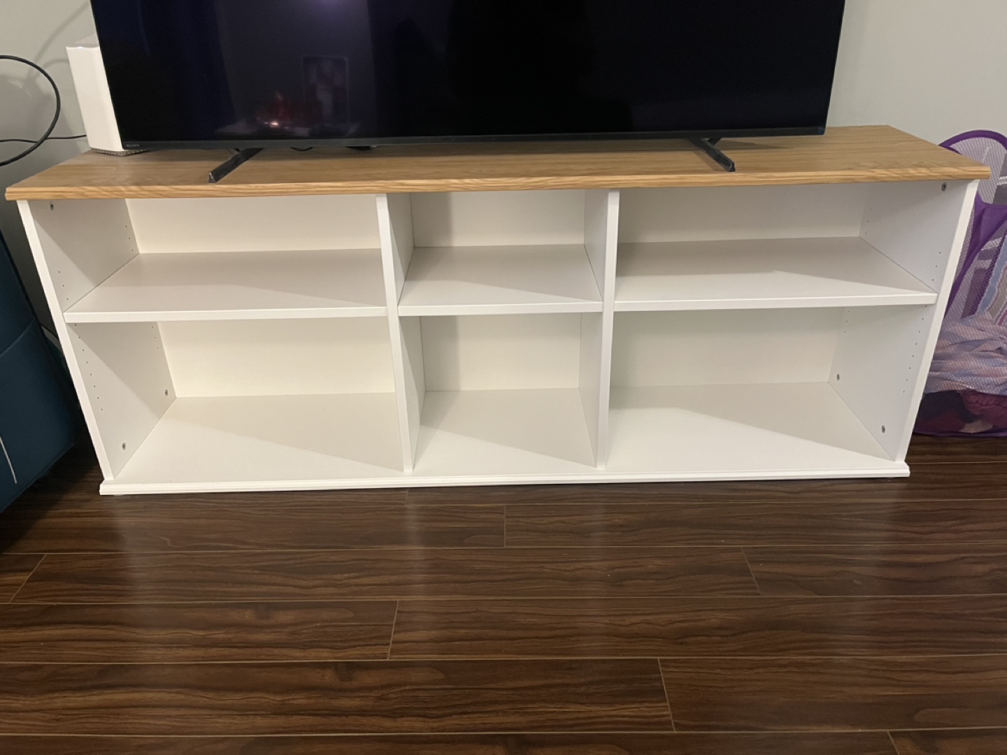 White and Wood TV Bench/Storage Unit - photo 2