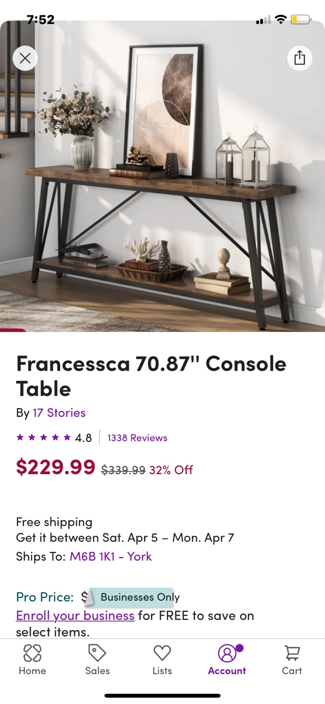 Francesca 70.87" Console Table