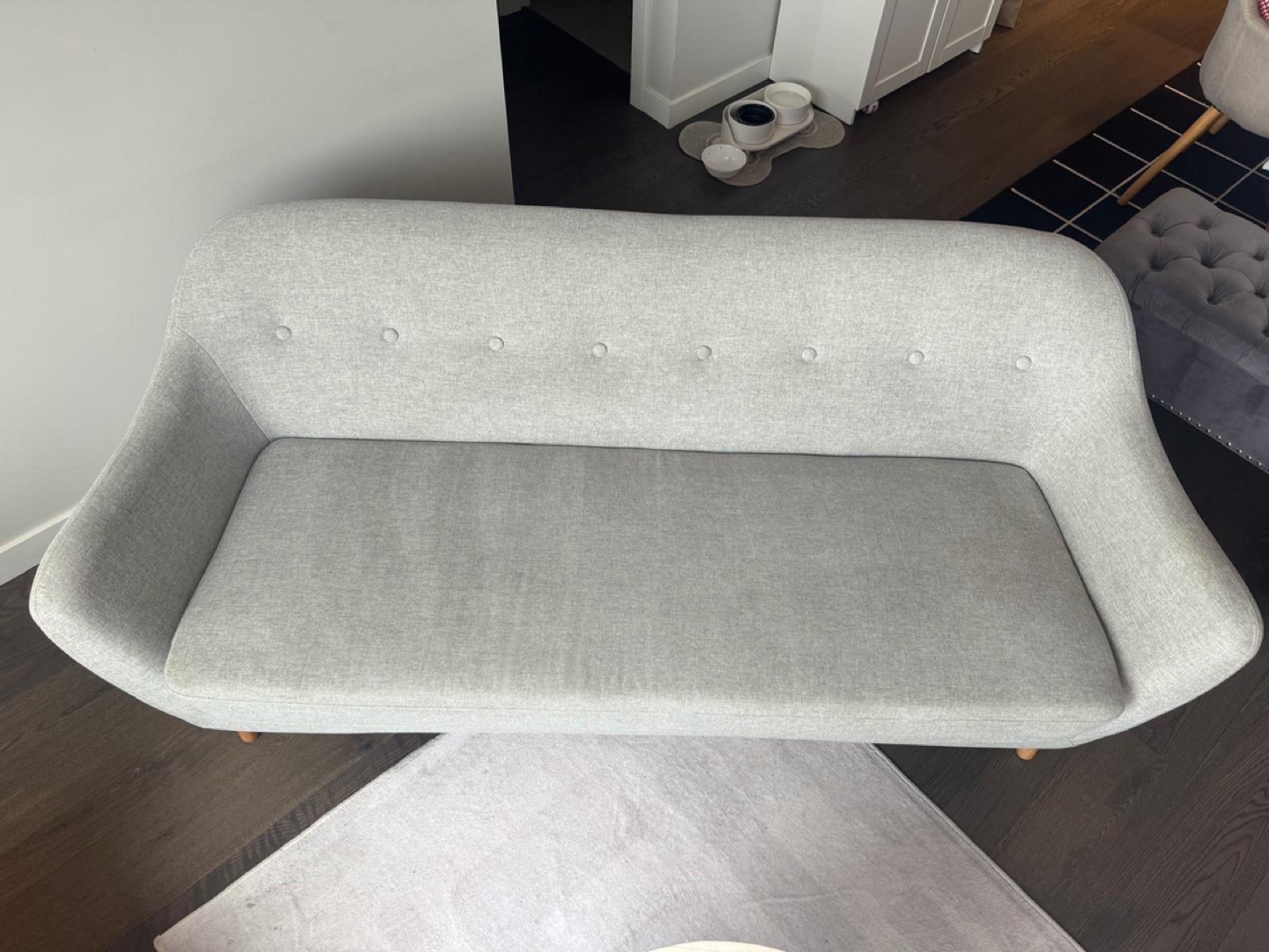Mid-Century Modern Sofa - Light Grey Fabric