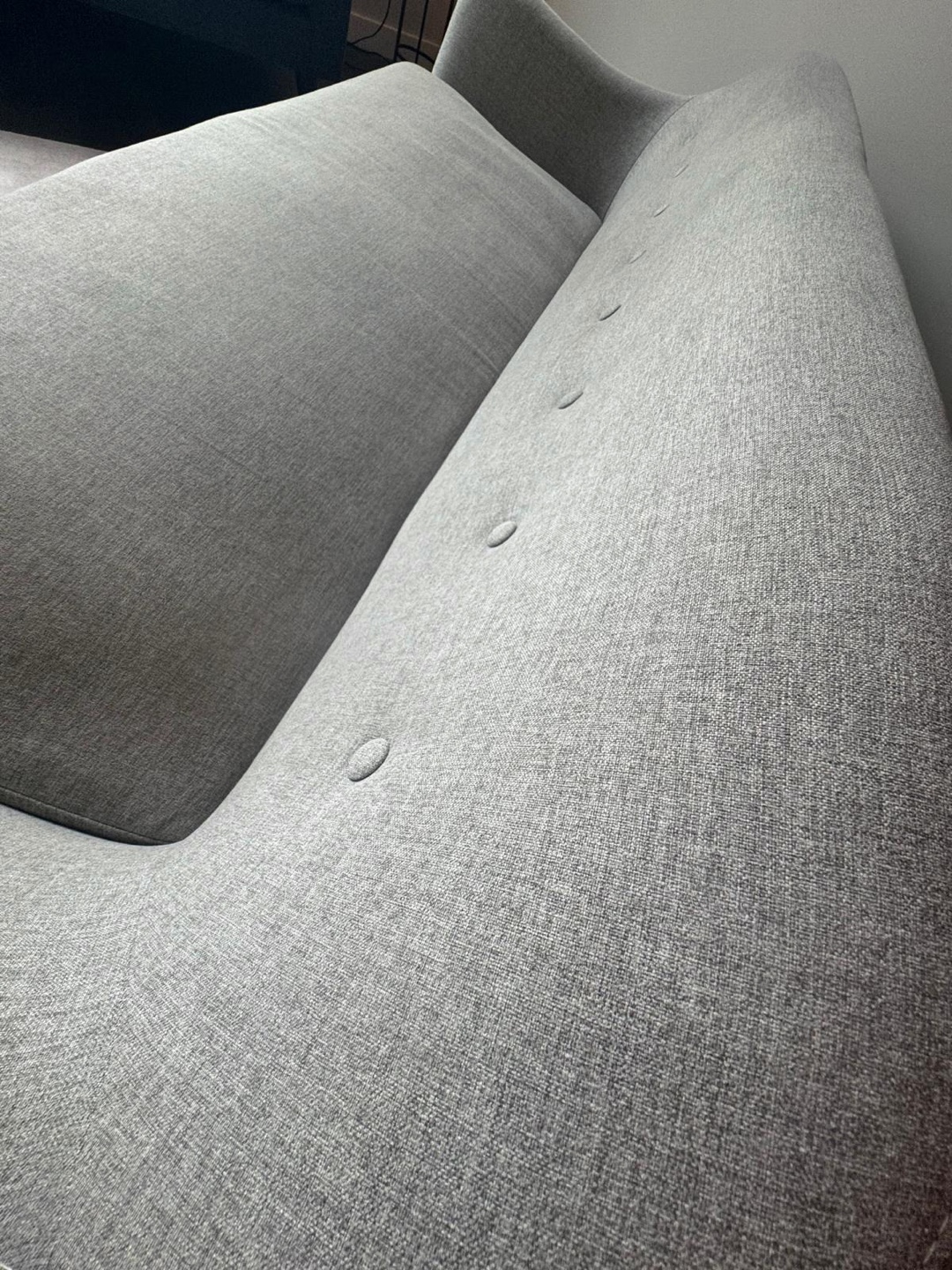 Mid-Century Modern Sofa - Light Grey Fabric - photo 3