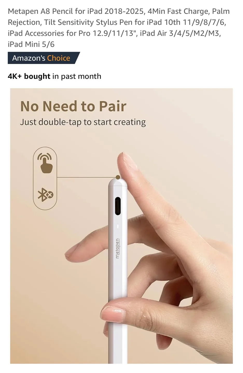 Metapen A8 Stylus for iPad - White image indicator(4)